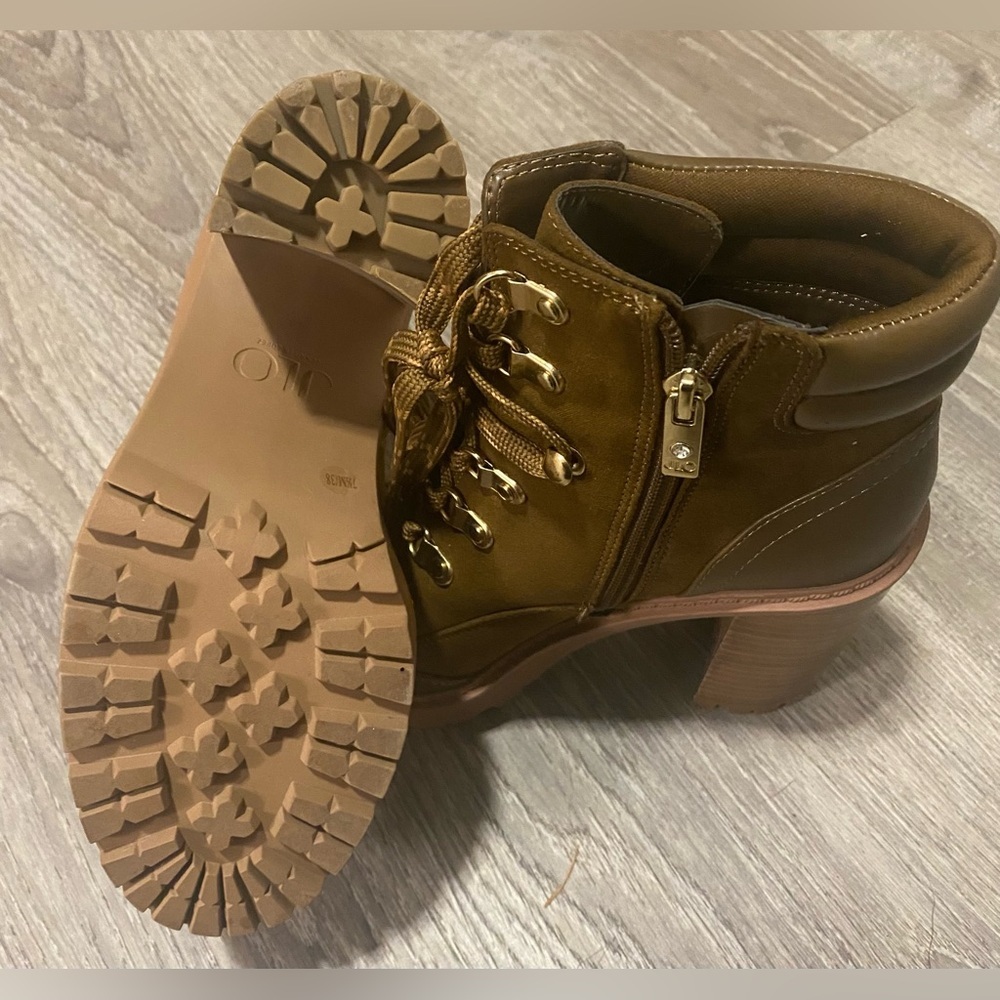 JLo Jennifer Lopez Chunky Lace-Up Ankle Booties | Platform Heel Boots | 7.5 - Picture 7 of 10